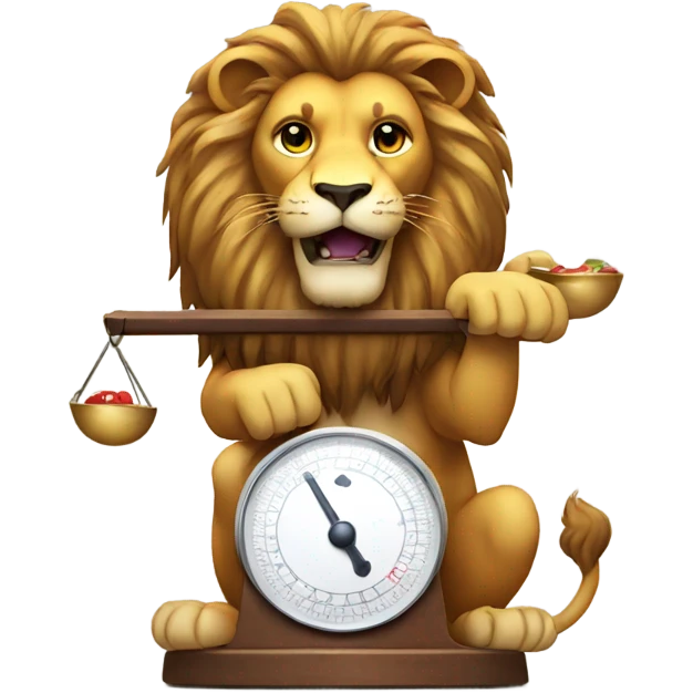 A lion holding a scale emoji