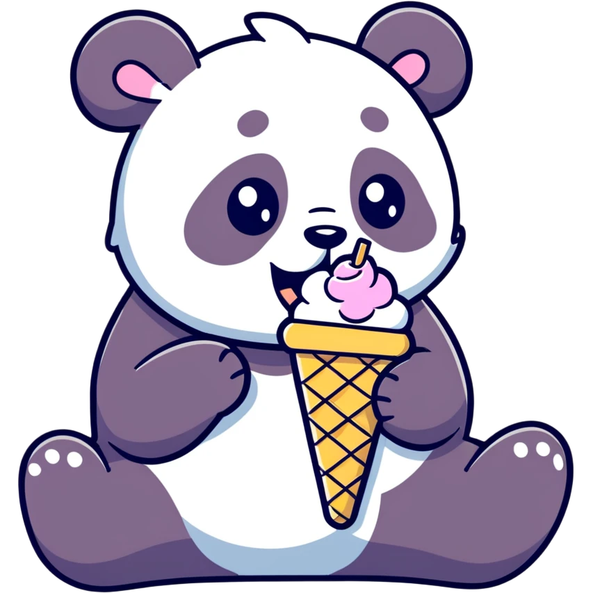 Panda eating ice cream emoji