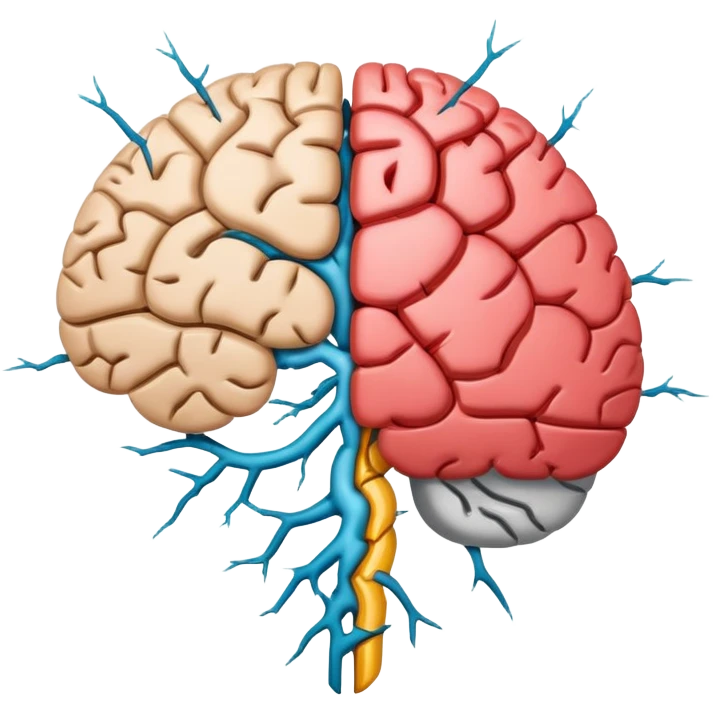 Brain split into two with a crack or split to show non determinism or split brain problem emoji