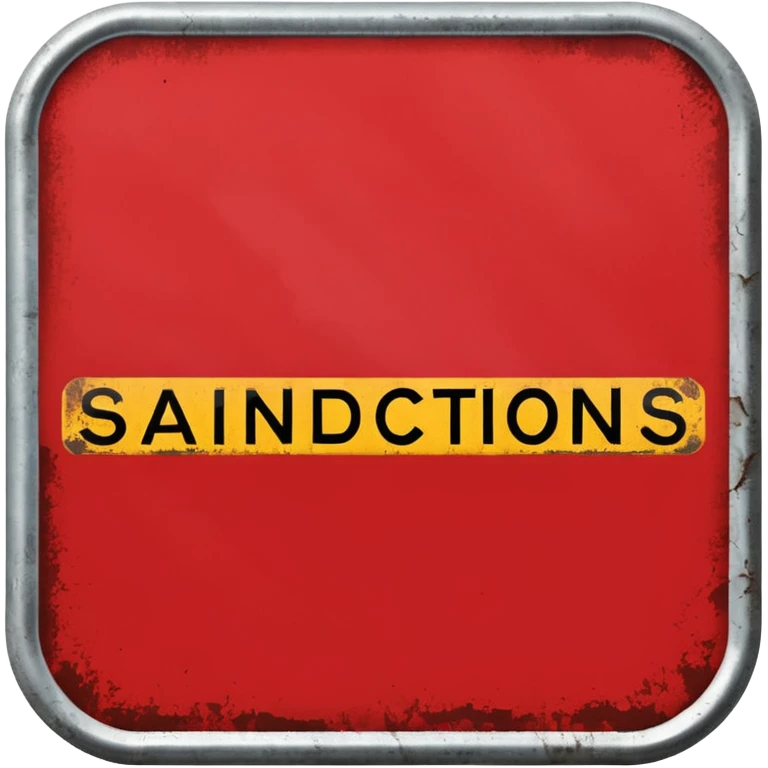 red, road sign, hexagonal, with the inscription SANCTIONS emoji