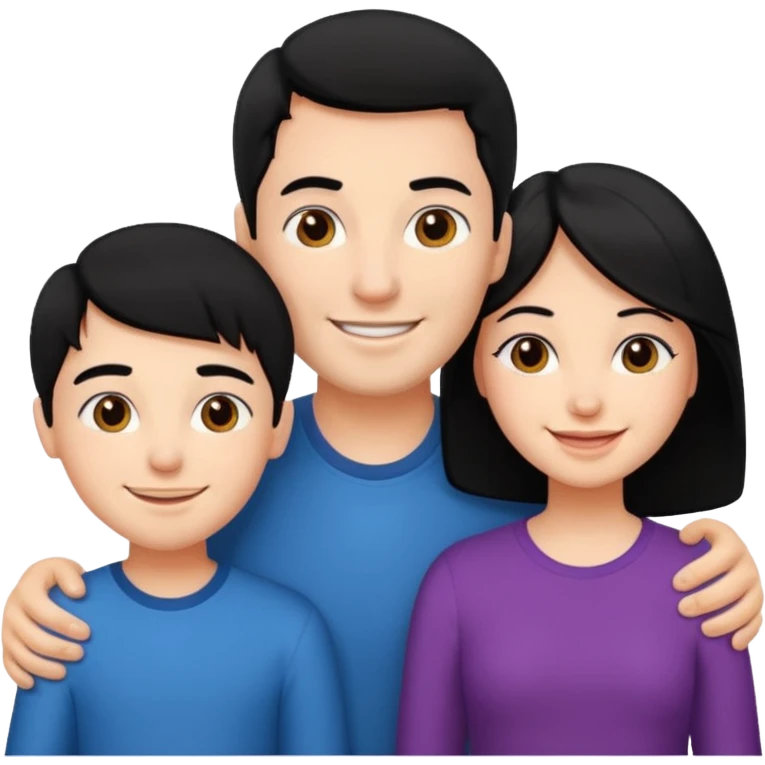 Couple of married man and woman with one kid teenager with black hair emoji