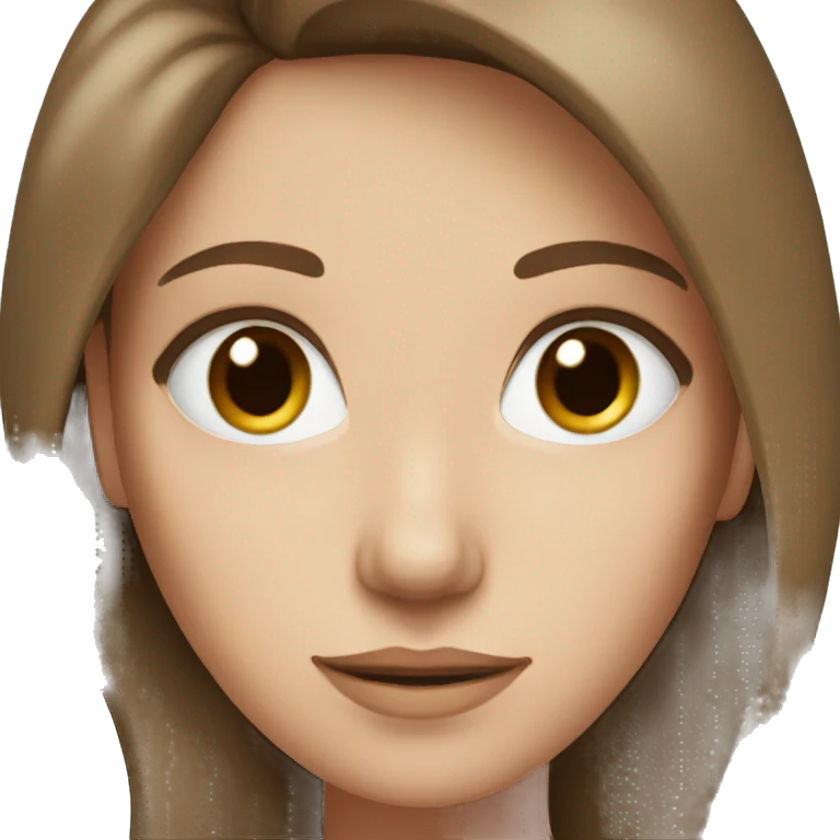 A white woman with long brown hair with blue and brown eyes  emoji