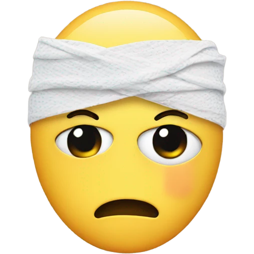 Emoji face with a bandage wrapped around eyes emoji