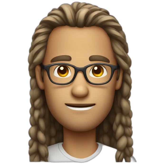 Big forehead man with long hair wearing glasses emoji