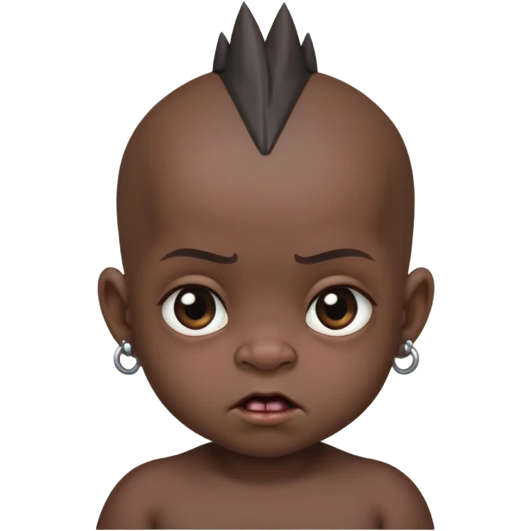 i want an extremely pitch balck baby with a mohawk in the center amd bald from the sides and make sure to make him really really ugly like extremely ugly emoji