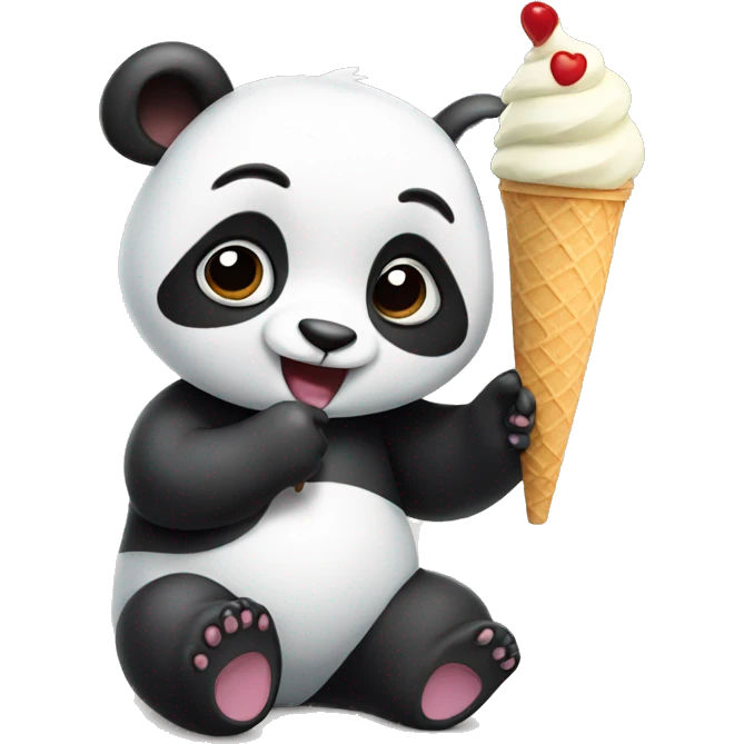 Panda eating ice cream emoji