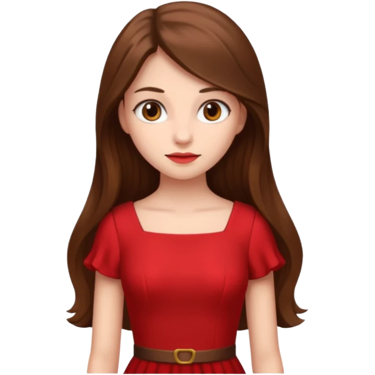 girl long brown hair and red dress emoji