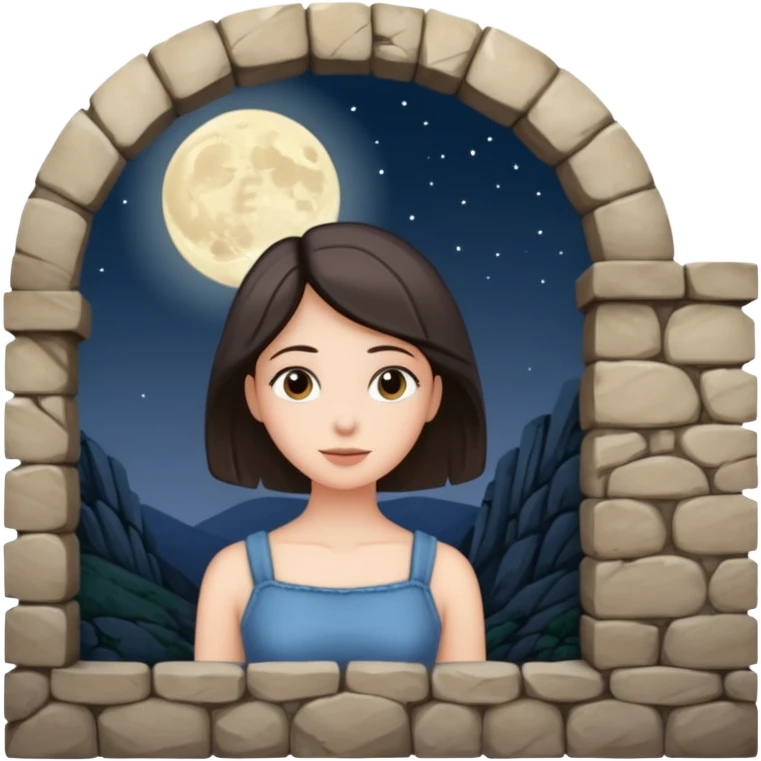 Female back arched in moonlight, skin glowing against stone walls emoji
