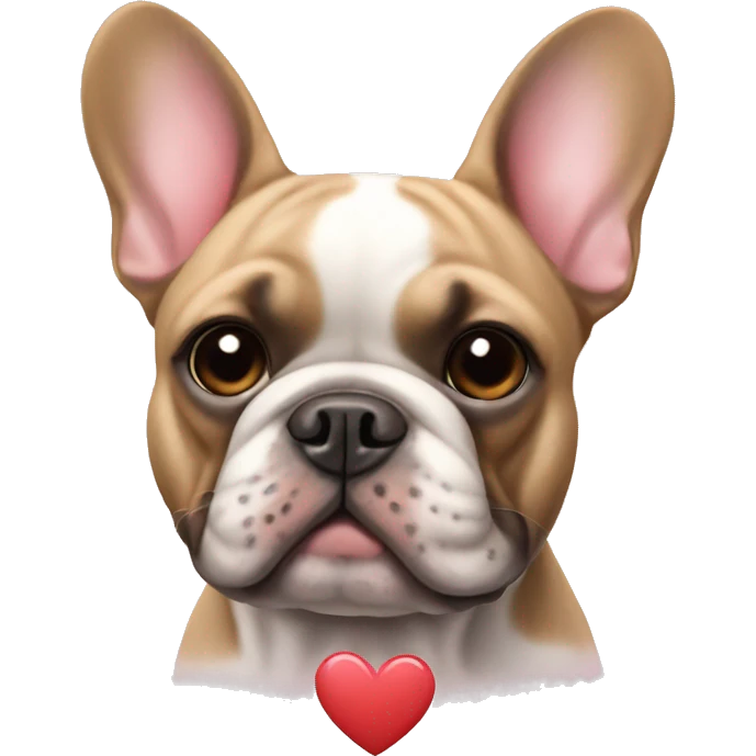 French bulldog with hearts emoji