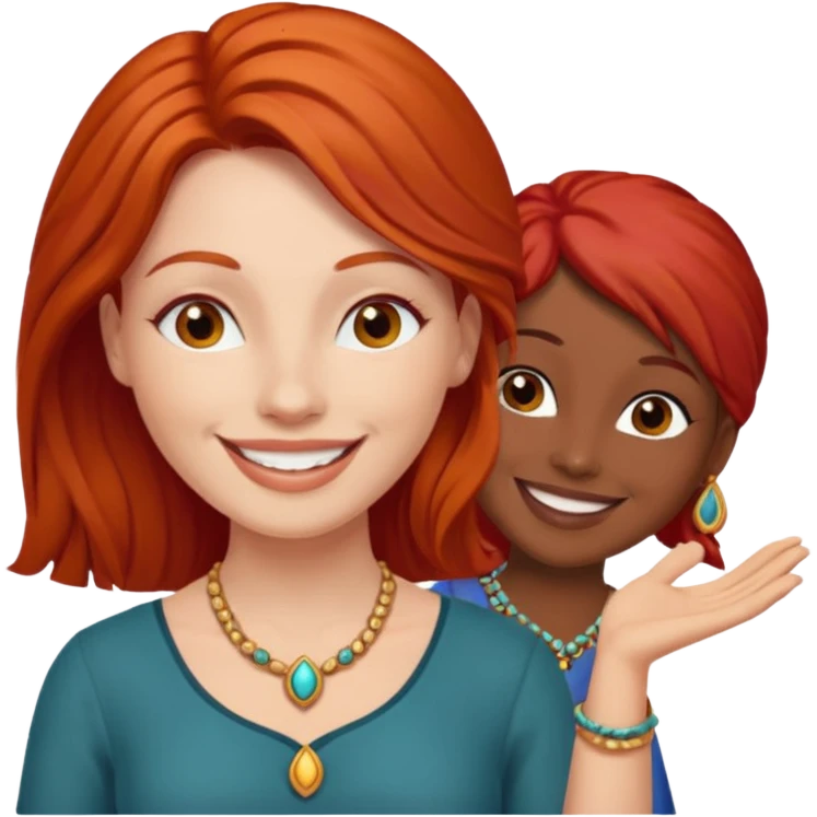Red head woman praising Indian woman emoji