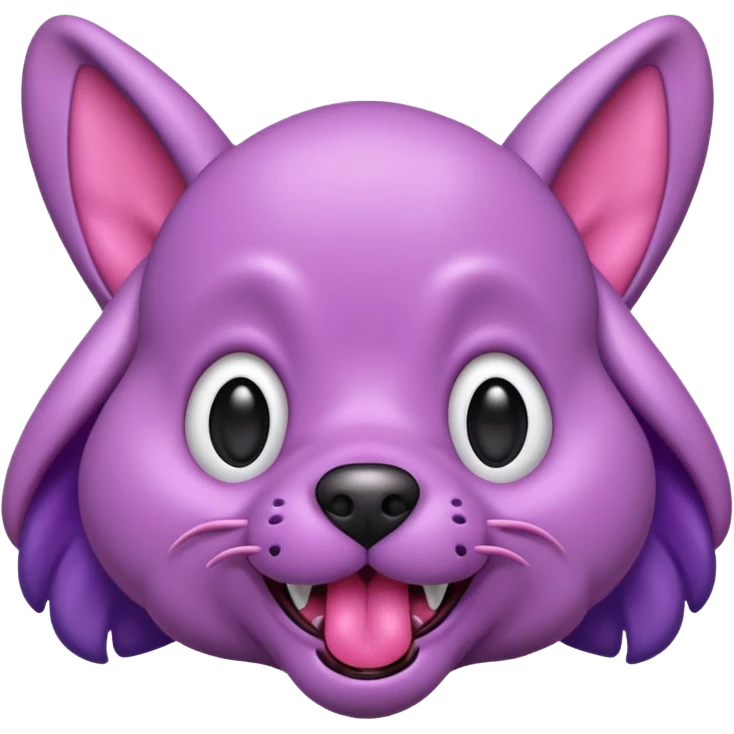 alien dog purple very big folded ear and tongue sticking out emoji