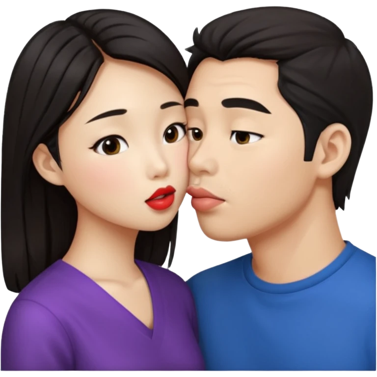 Asian girl kissing man on the lips emoji
