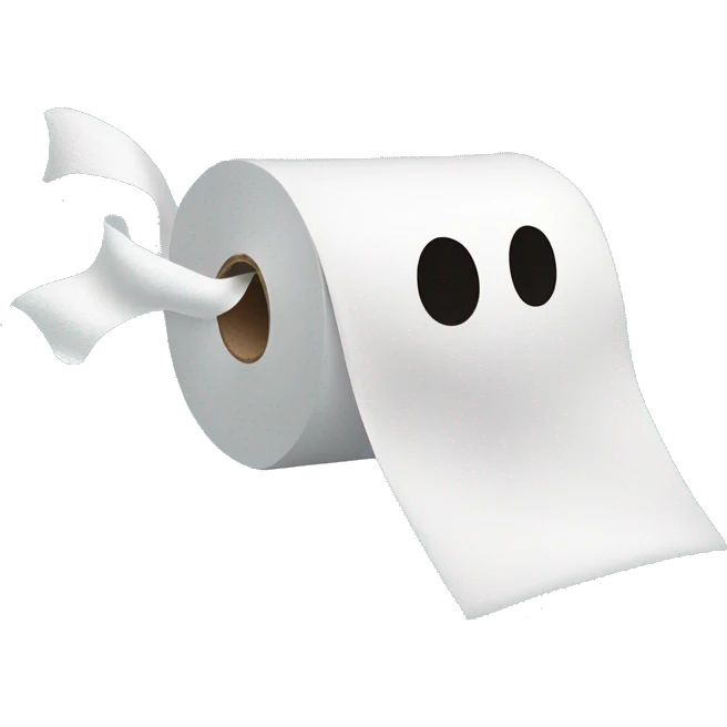a roll of toilet paper throwing it self at a house emoji