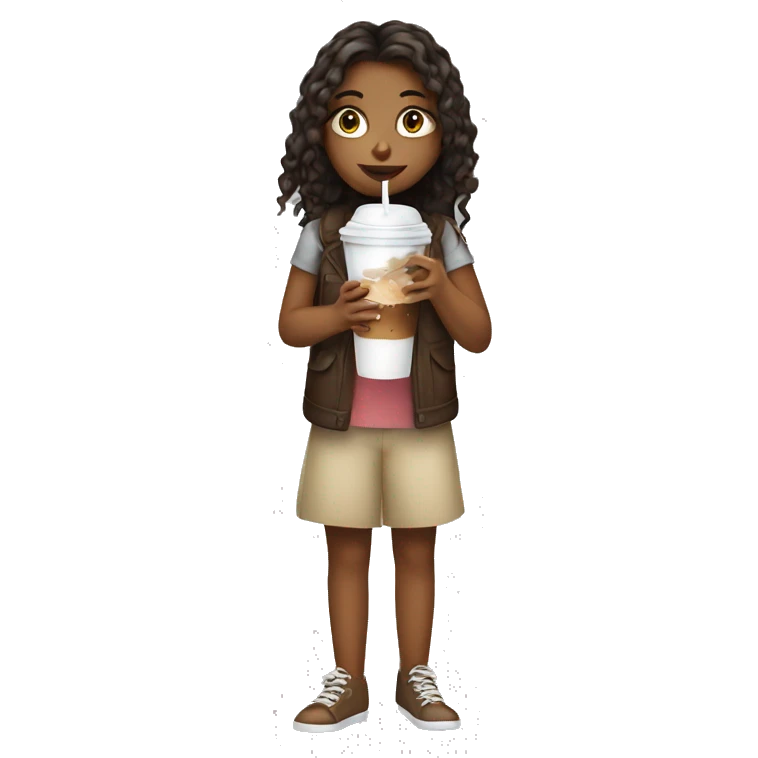 girl drinking iced coffe emoji