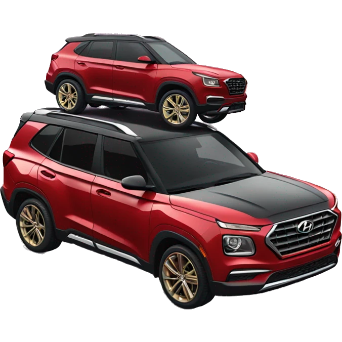 Lifted Red Hyundai Venue with houston swangas on the wheels emoji