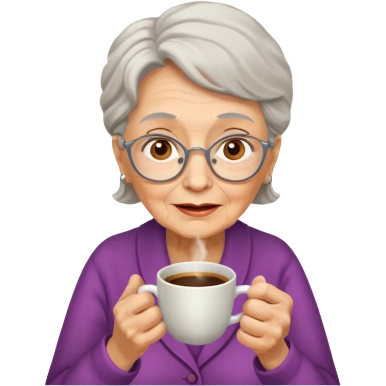 elderly with coffee women emoji