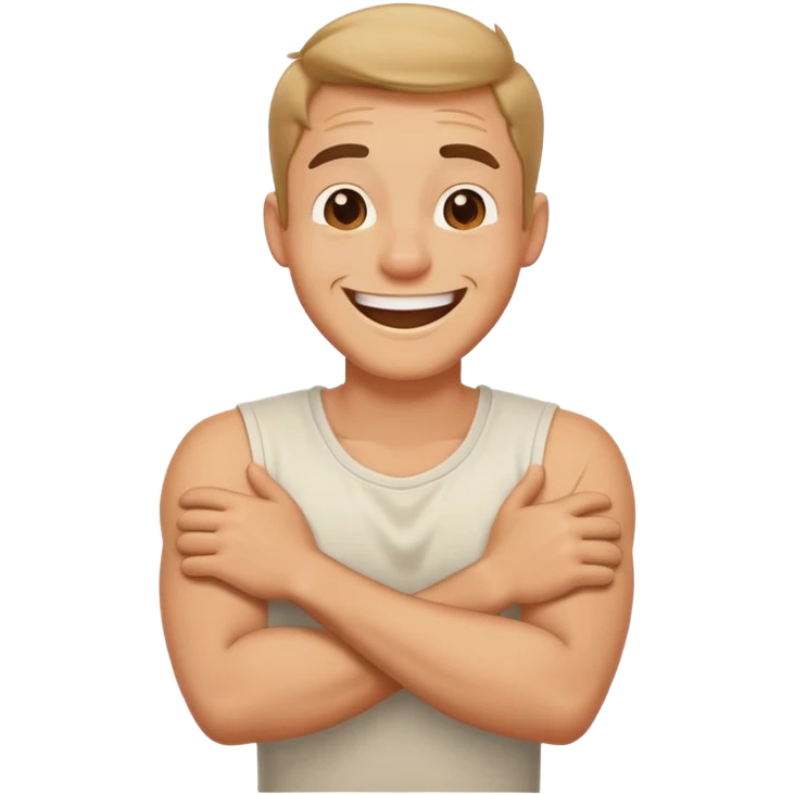 Arms crossed holding neck laughing guy emoji