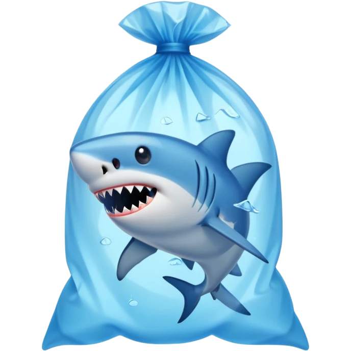 shark stuck in plastic waste bag emoji