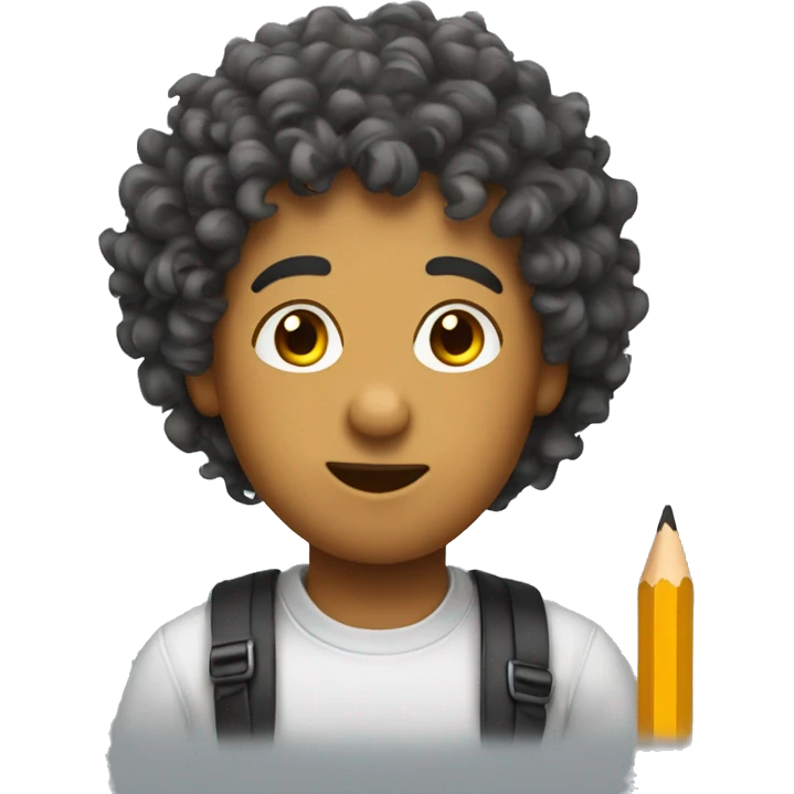 pencil with curly hair emoji