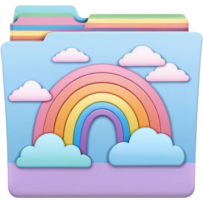 pastel file folder with pastel rainbow on cover  emoji