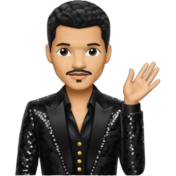 El DeBarge with dark brown hair, black sequin outfit emoji