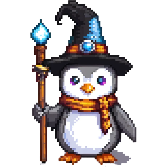 magical penguin wizard emoji