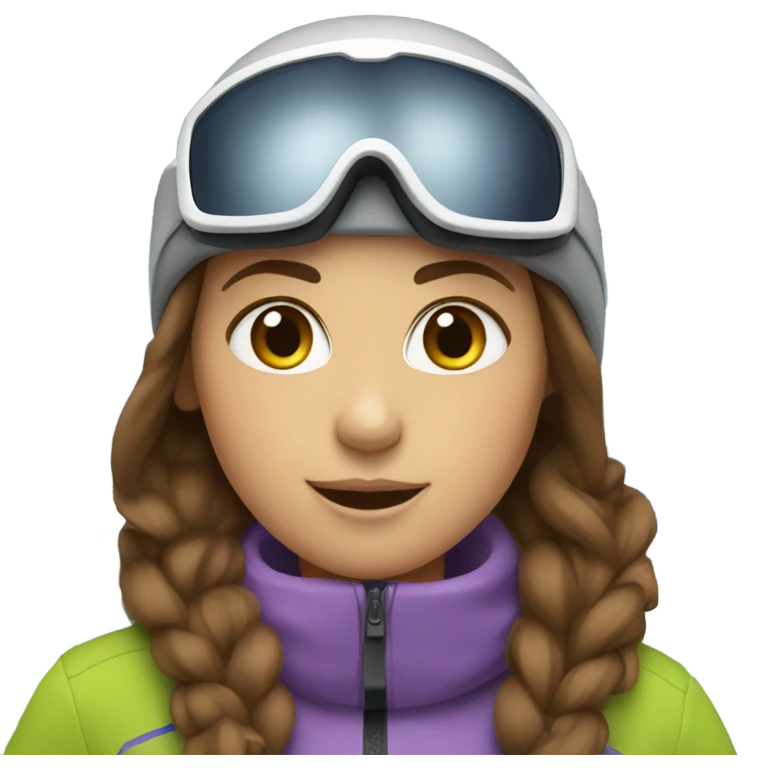 Girl skiing downhill with brown hair emoji