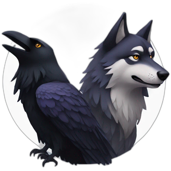 raven and wolf emoji
