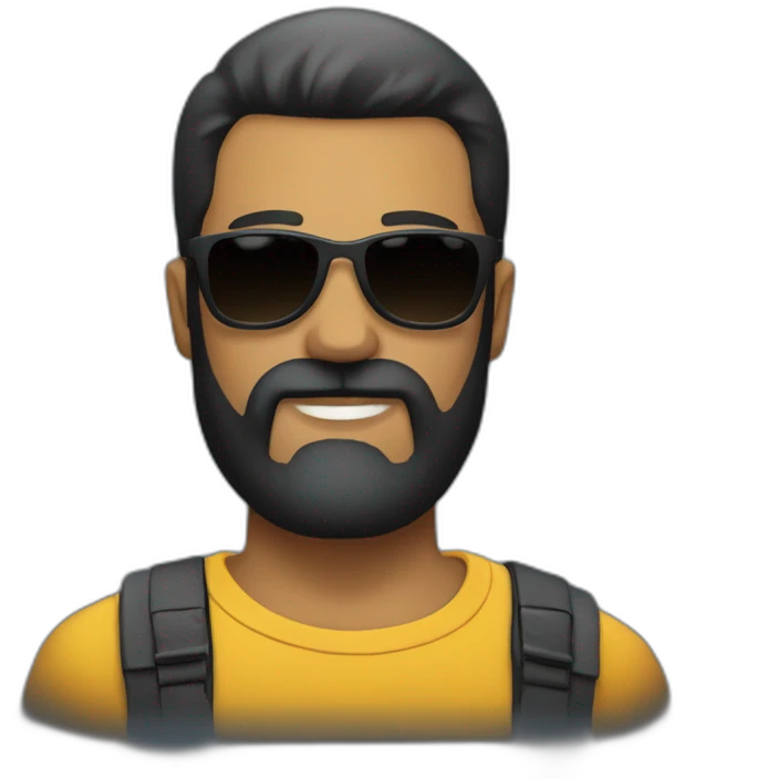sunglasses black beard guy tilted head to the left emoji