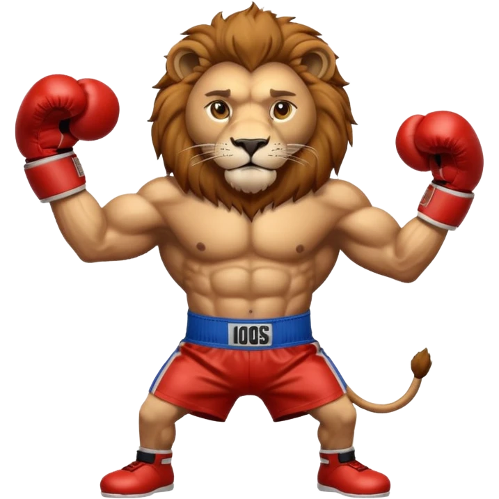 Lion with a box gloves emoji