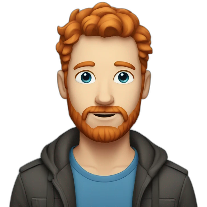Man with red hair and beard,blue eyes, full face emoji