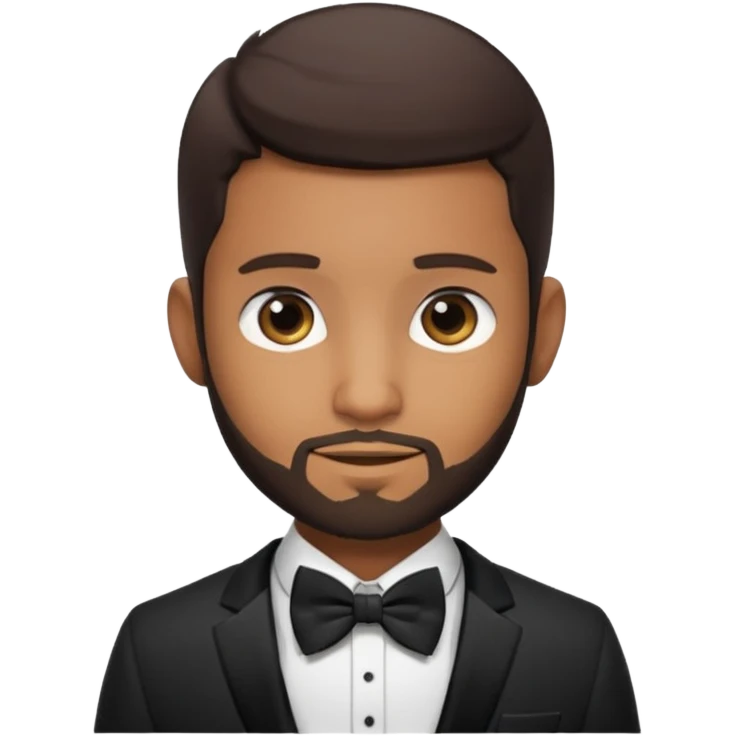 Usher with dark brown hair and short beard, black suit with bow tie emoji
