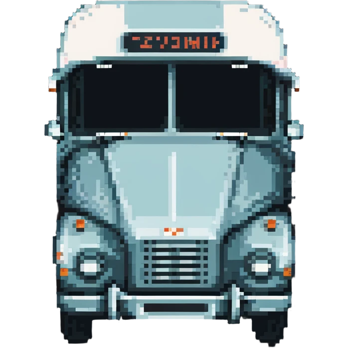 vintage greyhound coach bus from 1950s, pixel art style emoji