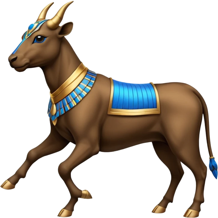 fullbody Egyptian bull leaper, back view, with blue and gold accents emoji