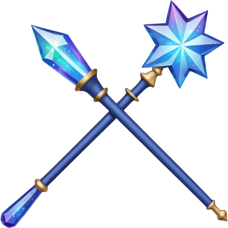 a dark blue magic wand with a bit of magic dust around the head if it. artistic
 emoji