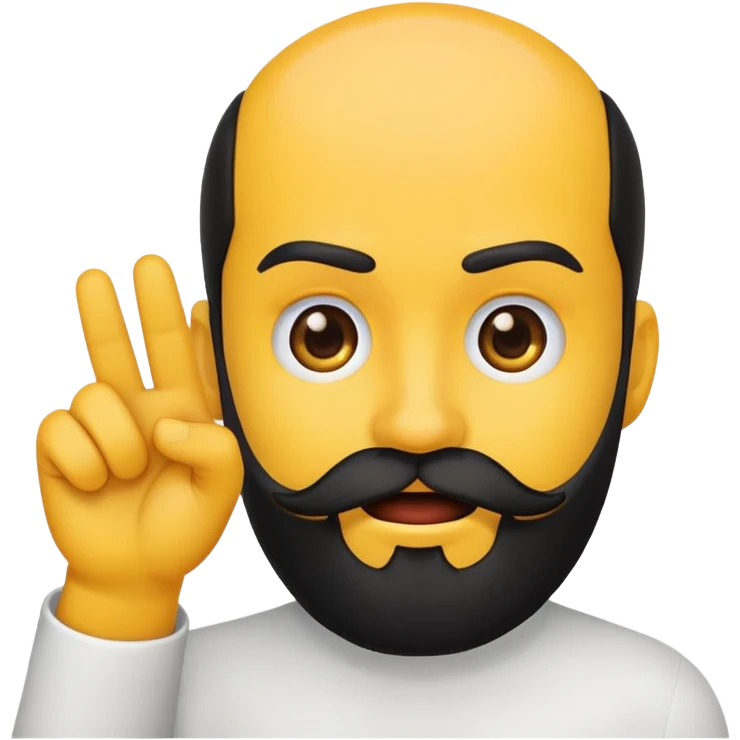 circular yellow emoji with black beard, mouth to the side, one eyebrow up, hand gesturing 'no' emoji