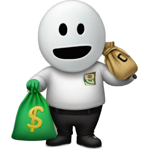 Thief stealing money bag with the words Top Tier embroidered on it emoji