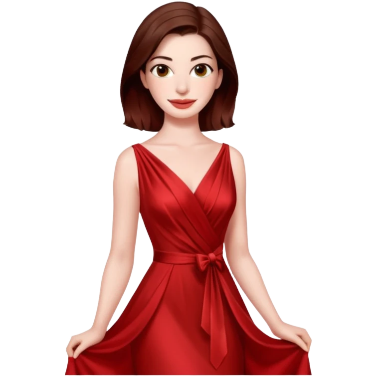 Anne Hathaway in red dress, hot emoji