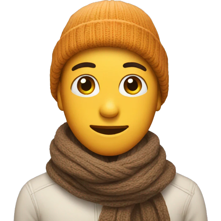 emoji face only wearing a beanie and scarf emoji
