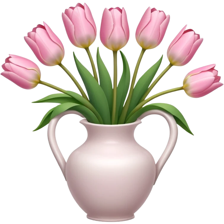 Light pink tulips in white vase emoji