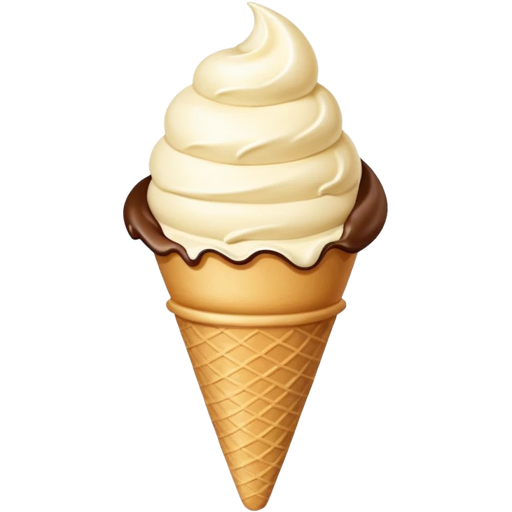 a scoop of vanilla ice cream in a cone, classic style, creamy white color, simple background emoji