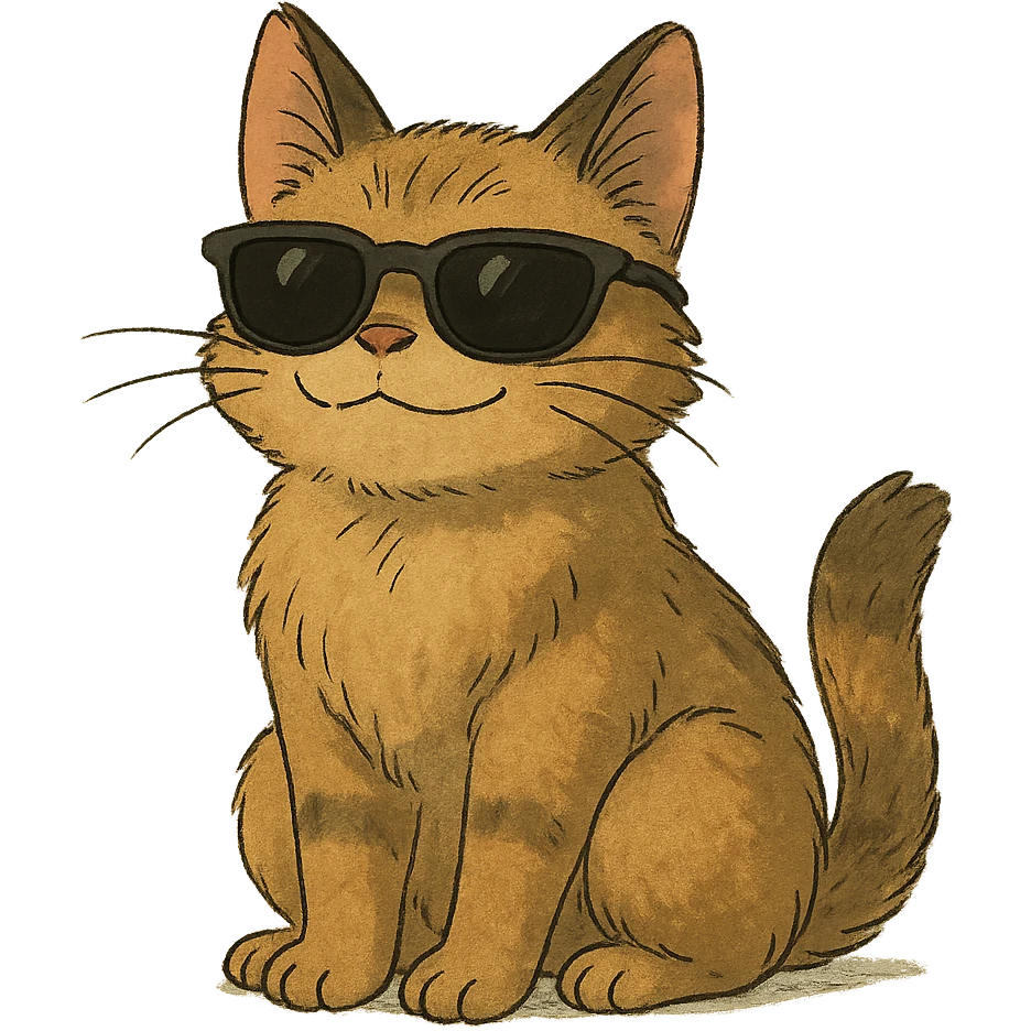 ghibli style cat wearing sunglasses emoji