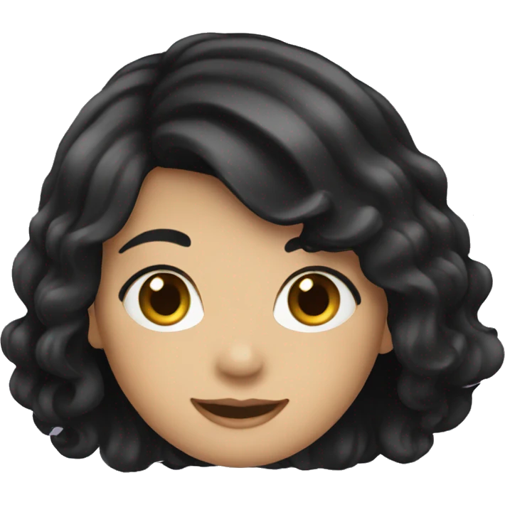 Girl black hair waving emoji