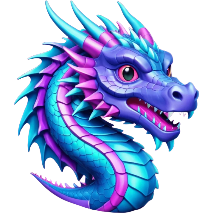 synthwave dragon metalic emoji