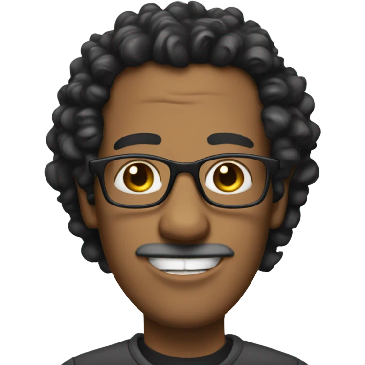 goofy ahh guy with black curly hair and glasses emoji