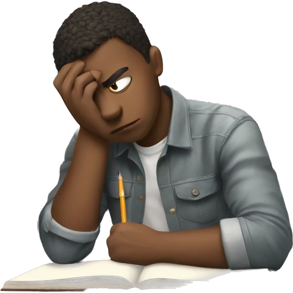 student doing homework looking stressed emoji
