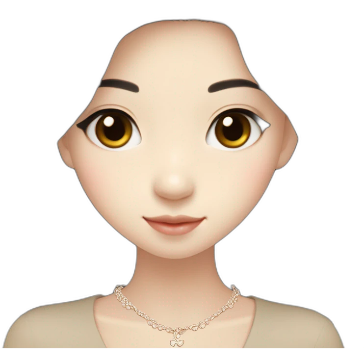 cute singaporean-chinese girl in Muji beige dress with long black hair and van cleef clover necklace emoji