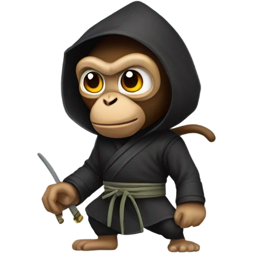 A monkey dressed as a ninja emoji