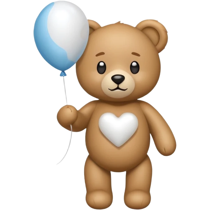 Emoji teddy set down with a baloon white emoji