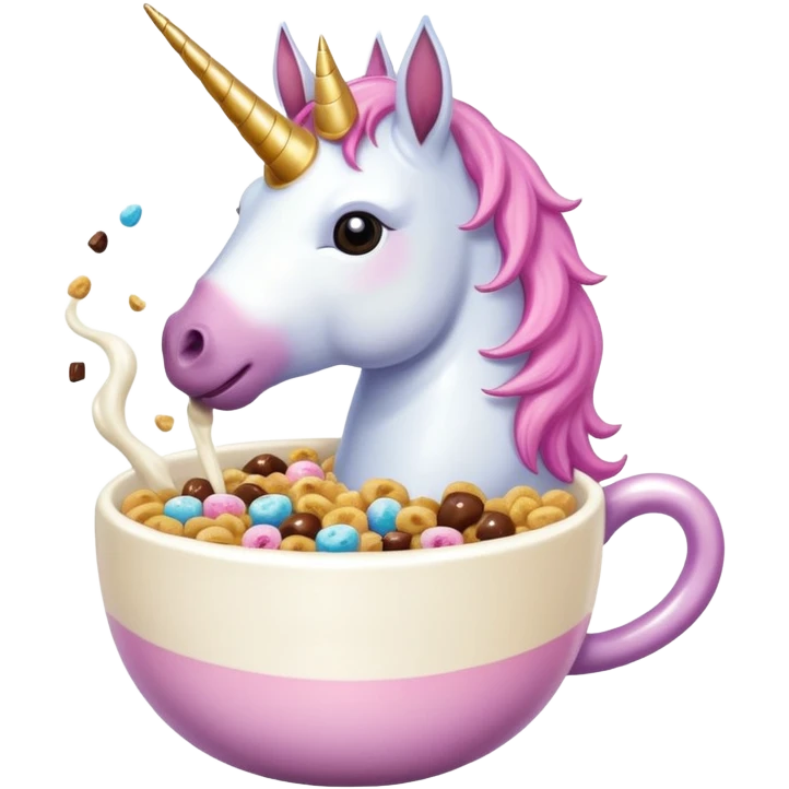 unicorn drinking Cocoa Puff cereal emoji